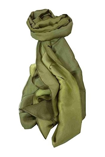 Pashmina & Silk Foulard de Soie Vietnamienne Cham-Pa Celery