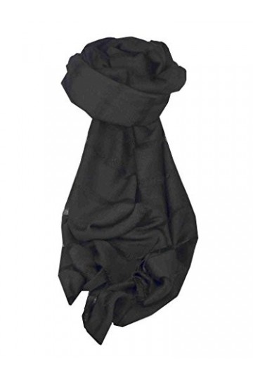 Pashmina & Silk Foulard de Soie Vietnamienne Hue Weave Black