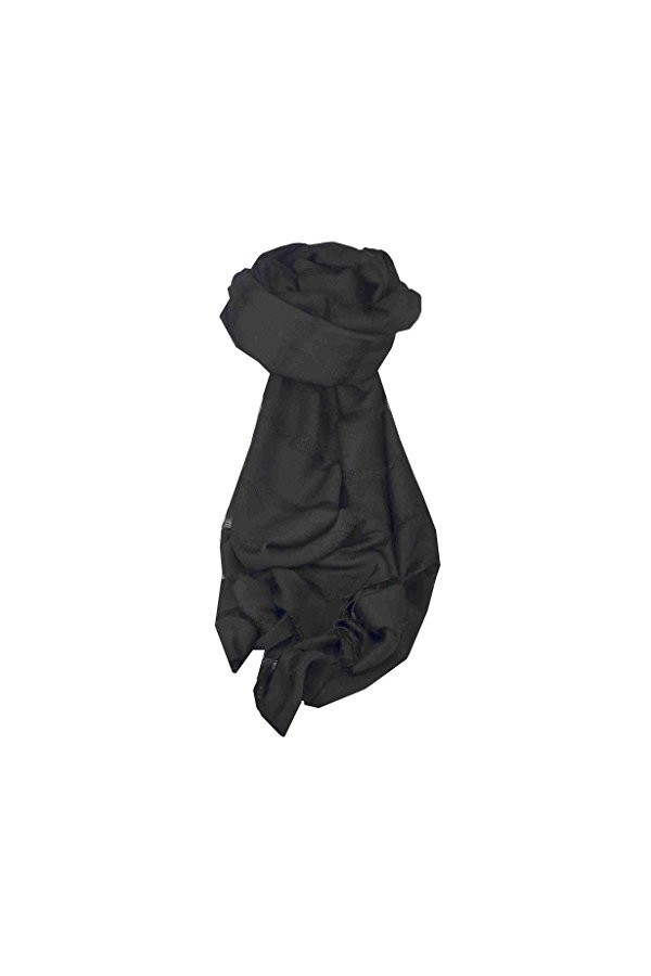 Pashmina & Silk Foulard de Soie Vietnamienne Hue Weave Black