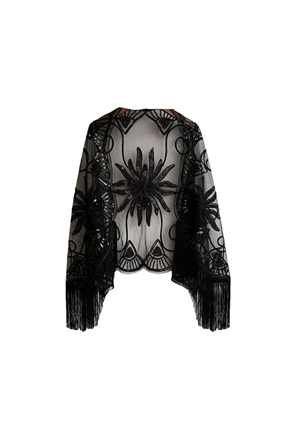 Youllyuu Écharpe à paillettes pour femme style années 1920 - Style vintage - Pour mariage, bal de fin dannée, soirée, Rouge,