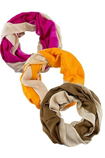 Sunsa Lot de 3 écharpes pour femme - En viscose avec fleurs et design moderne, Marron/jaune/rose, taille unique