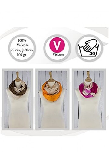 Sunsa Lot de 3 écharpes pour femme - En viscose avec fleurs et design moderne, Marron/jaune/rose, taille unique