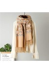 DMXYZZM Écharpe Écharpe De Broderie De Fleurs pour Les Femmes Kaki Écharpes dhiver De Style Ethnique Cachemire Poncho Femme 