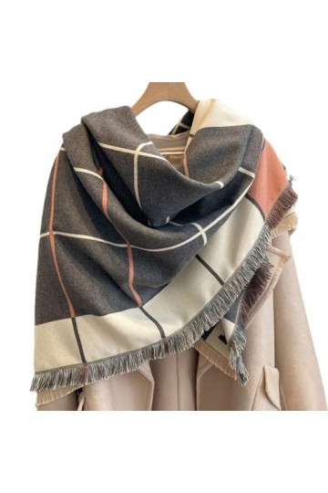 Écharpe Automne Hiver Femme Lettre Colorblock Écharpe Faux Cachemire Châle Châle Thermique