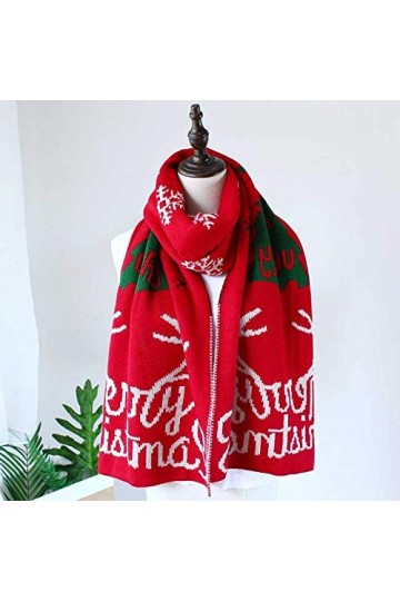 Châle décharpes dhiver pour dames, mode rouge écharpe Hijab hiver en peluche châle épais de Noël et femmes chaud confortabl
