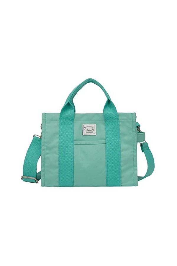 VASCHY Petit Cabas Femme, Sac à Main en Toile Fille Cabas Courses Élégant Sac à Bandoulière Ado avec Poche Zippée pour Travai
