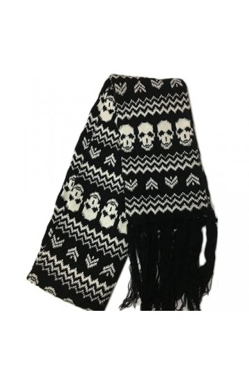 CCBUY écharpe&nbsp;， Écharpe à&nbsp;pampilles à la mode écharpe en tricot croisé noir et blanc automne et hiver hommes et femmes écharp