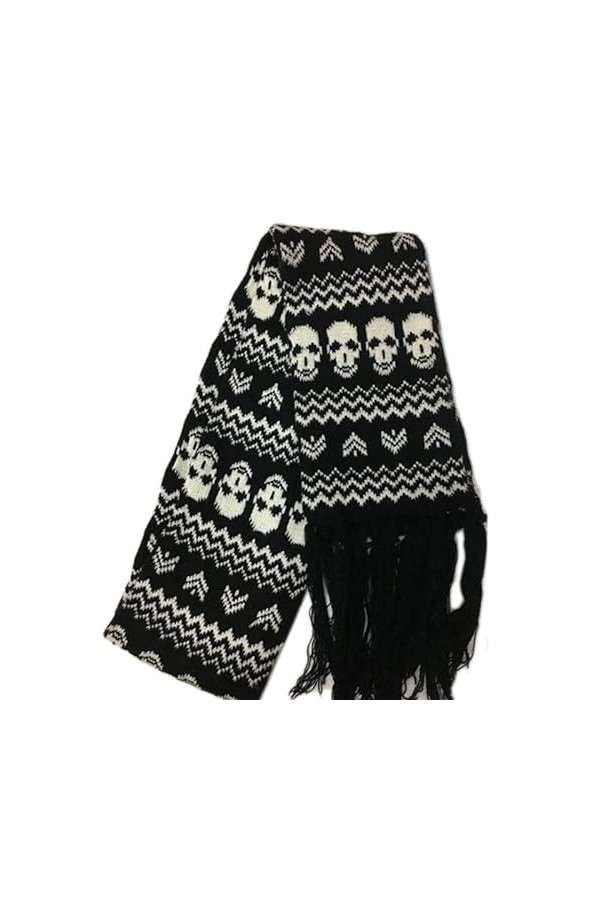 CCBUY écharpe&nbsp;， Écharpe à&nbsp;pampilles à la mode écharpe en tricot croisé noir et blanc automne et hiver hommes et femmes écharp