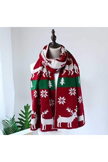 Châle décharpes dhiver pour dames, écharpe de mode Hijab hiver en peluche châle épais de Noël et femmes chaud confortable b