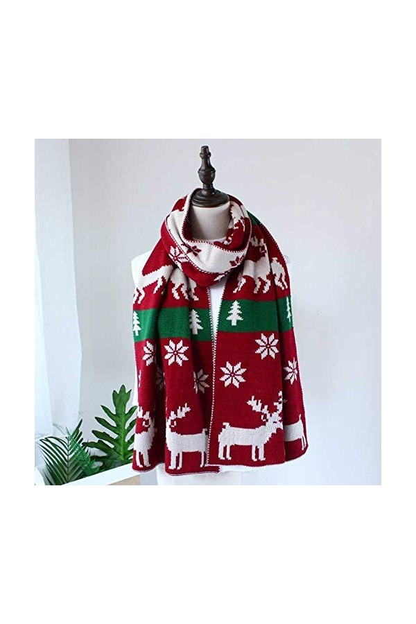 Châle décharpes dhiver pour dames, écharpe de mode Hijab hiver en peluche châle épais de Noël et femmes chaud confortable b