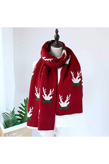 Châle décharpes dhiver pour dames, écharpe de cerf rouge de mode hijab hiver en peluche châle épais de Noël et femmes chaud