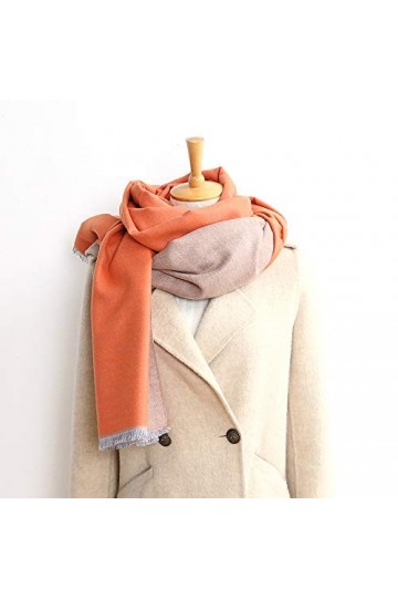 Châle décharpes dhiver pour dames, femmes écharpe orange gland en peluche doux gland épais chaud enveloppes automne hiver c