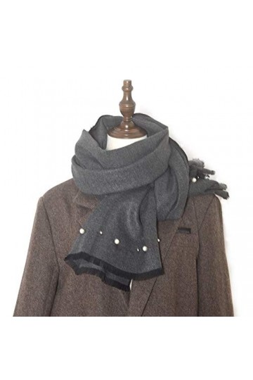 CCBUY Écharpes dhiver pour dames châle, mode hiver doux femmes gland perle gris foncé écharpe en peluche confortable long ch