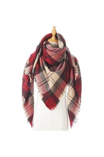 Écharpe de Noël Plaid Écharpe Cou Châle Chaud Femmes Tricoté Cachemire Treillis Couverture Grand Long Wraps Dames Écharpes Ca