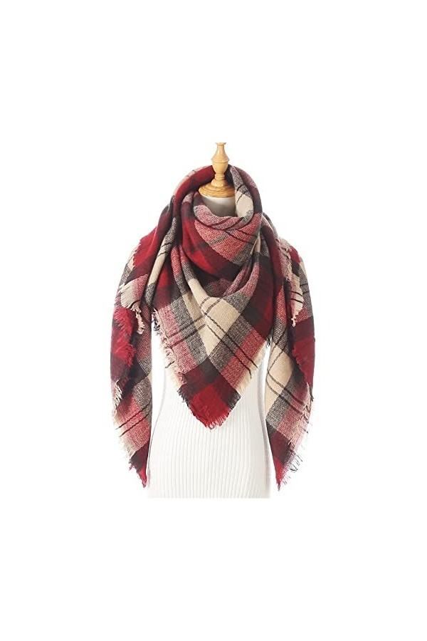 Écharpe de Noël Plaid Écharpe Cou Châle Chaud Femmes Tricoté Cachemire Treillis Couverture Grand Long Wraps Dames Écharpes Ca