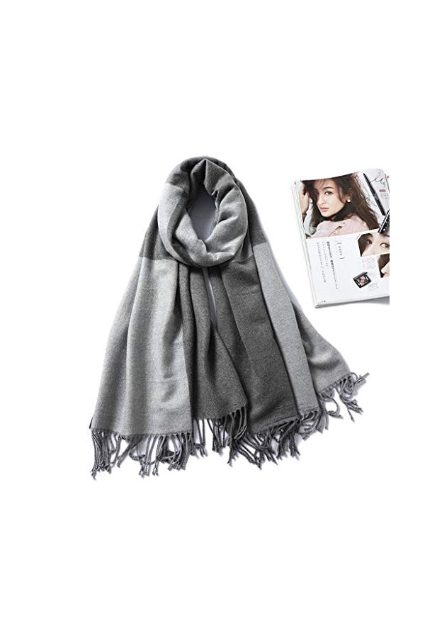 NXYJD Écharpe à Carreaux en Cachemire Femmes Nouvelles écharpes dhiver épais Chaud Pashmina châles Solides et enveloppes Dam