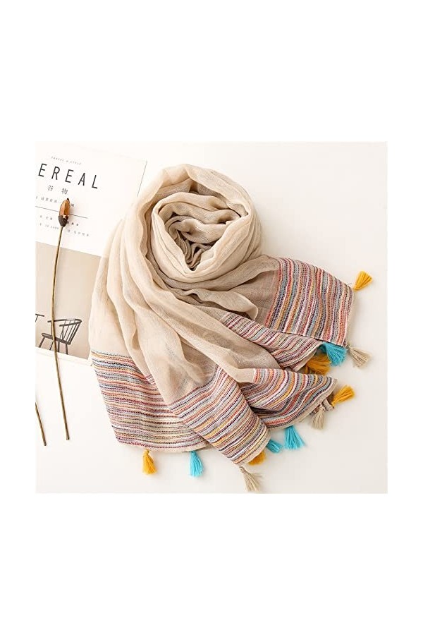 AAOTE Plain Ribbon Tassel Viscose Shawl Scarf, Muslim Stole Print Soft Hijab Wraps Pashmina Silk Scarf Scarves Silk Scarf