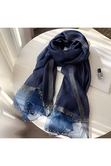 GCC Foulard Femme Soie Ultra-Léger Écharpe,Automne Et Hiver Sauvage Foulard en Soie Couleur Unie Écharpe Longue Décoration Ch