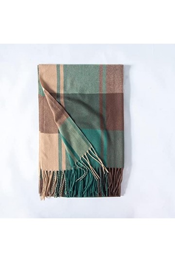 Foulard Femme Soie Cheveux pour De Hiver en Echarpe Dames Fashion Design Plaid Épaississement Chaud Long Écharpe Châle avec G