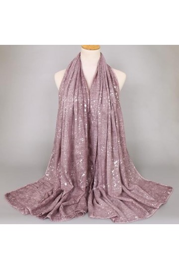 Foulard Femme Cheveux Echarpe Soie Dames Mode Couleur Unie Paillettes Coton Châle Écharpe Brillant Zigzag Surdimensionné Épai