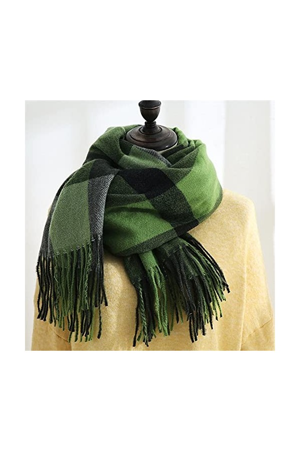 Foulard Femme Soie Cheveux pour De Hiver en Echarpe Écharpe Chaude Épaissie À Carreaux De Conception De Mode De Dames avec Le