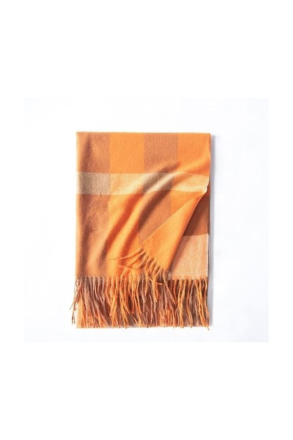 Foulard Femme Soie Cheveux pour De Hiver en Echarpe Mesdames Luxe Classique Plaid Épaississement Chaud Longue Écharpe Châle a