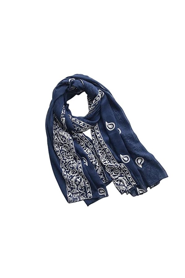 TZUFA Écharpe de couleur unie brodée à fleurs de cajou pour femmes, écharpe longue à la mode, châle et châle Bandana