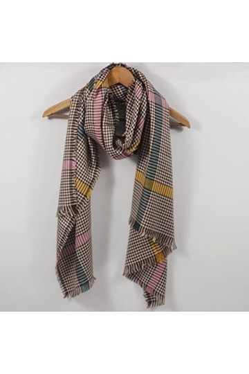 LuisFranklin Foulard Echarpe Femme Soie Cheveux Écharpe pour Femme Plaid Fringe Soft Wrap Casual Warm Écharpe Châle Écharpe O