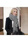 Foulard Femme Soie Cheveux pour De Hiver en Echarpe Mesdames Épais Mode Doux Chaud Dames Blanc Et Noir Longue Écharpe À Frang