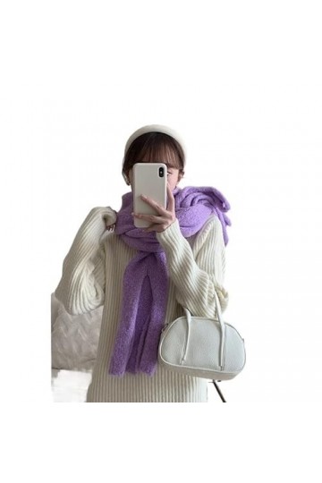 DAFLIN Echarpes Femme， Écharpe de Poulpe, Femmes Hiver tricoté Solide Gland Longue écharpe Mohair châle Bufandas Invierno Muj