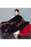 Echarpes femme Écharpes, écharpe femme automne hiver résistant au froid rétro noir fleur de prunier branche fleur oiseau jacq