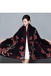 Echarpes femme Écharpes, écharpe femme automne hiver résistant au froid rétro noir fleur de prunier branche fleur oiseau jacq