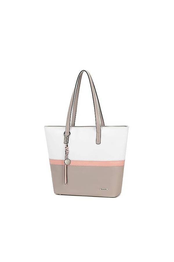 Pomelo Best Sac Cabas Femme Cuir PU Souple, Classic Sac à Main Fourre-Tout avec Métal Décor - Grand Capacité Tote Bag pour Ly