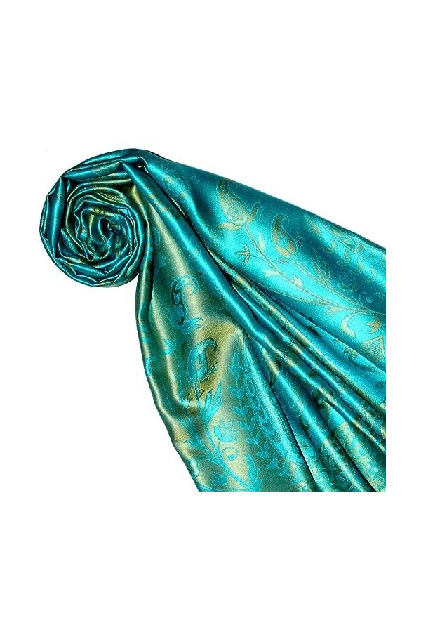 Lorenzo 78642 Cana Écharpe de luxe Pashmina pour femme 100 % soie Motif cachemire Turquoise/vert clair