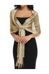 Banetteta - Châles et enveloppes métalliques pour robes de soirée de mariage châle écharpe brillante - Or - Taille M