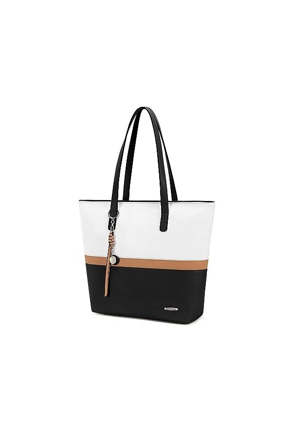 Pomelo Best Sac Cabas Femme Cuir PU Souple, Classic Sac à Main Fourre-Tout avec Métal Décor - Grand Capacité Tote Bag pour Ly