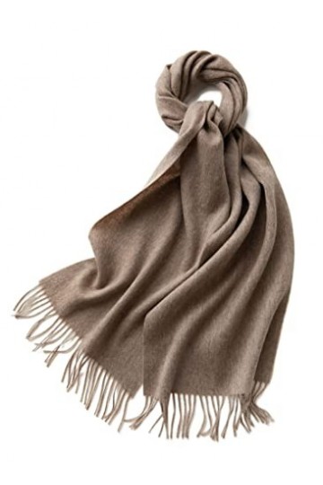 Chale Femme Pashmina, Écharpe Hiver Femme Marron Pompon De Couleur Unie 200X70cm Idees Cadeaux Noel