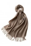 Chale Femme Pashmina, Écharpe Hiver Femme Marron Pompon De Couleur Unie 200X70cm Idees Cadeaux Noel