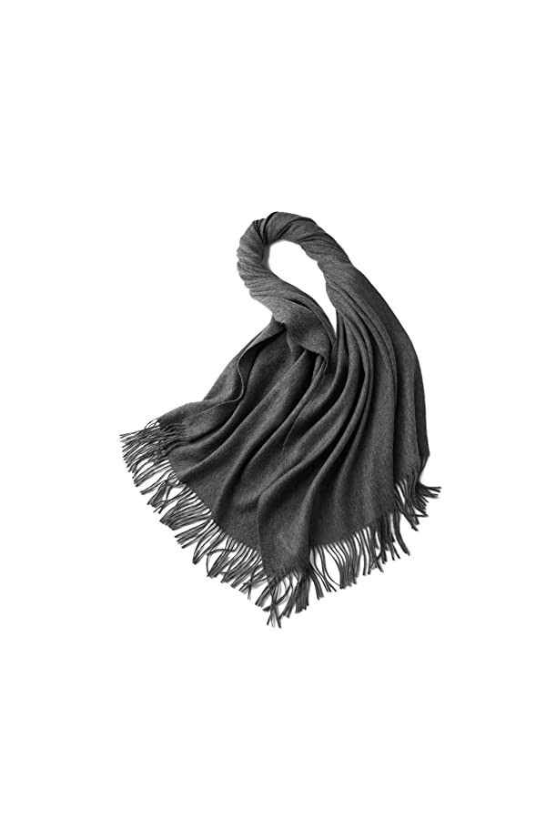 Chale Femme Pashmina, Écharpe Hiver Femme Marron Pompon De Couleur Unie 200X70cm Idees Cadeaux Noel