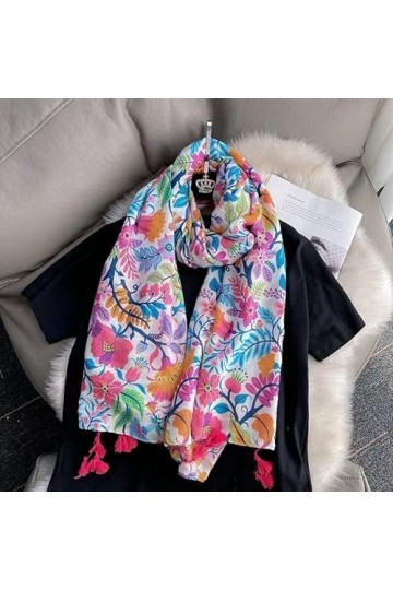 AAOTE Fashion Lovely Floral Wraps Muslim Silk Scarf, Ladies Soft Pashmina Hijabs Tassel Viscose Shawl Scarf Scarves Silk Scar