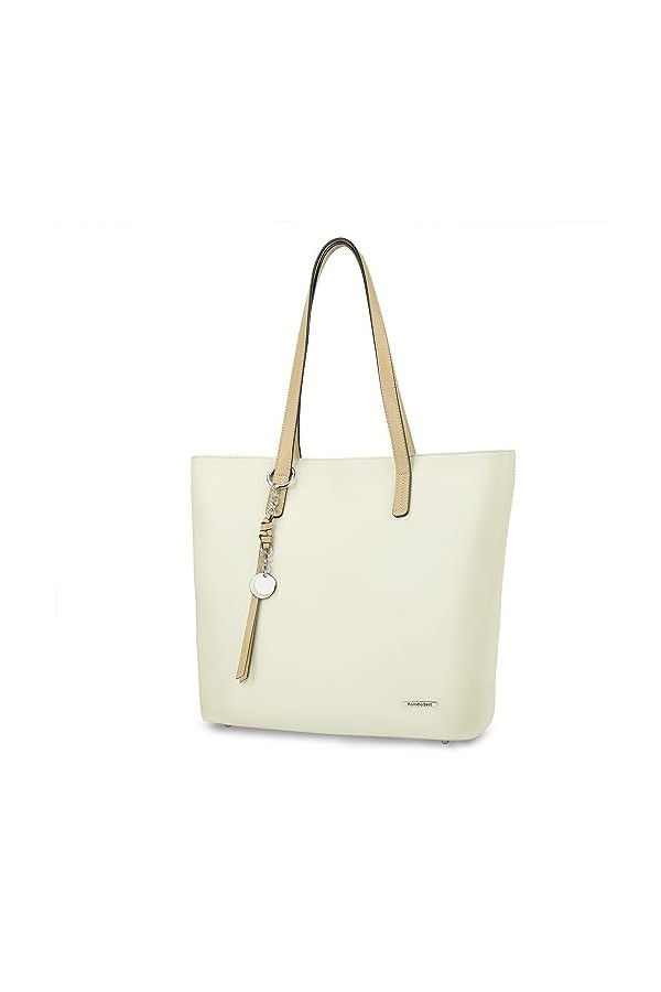 Pomelo Best Sac Cabas Femme Cuir PU Souple, Classic Sac à Main Fourre-Tout avec Métal Décor - Grand Capacité Tote Bag pour Ly