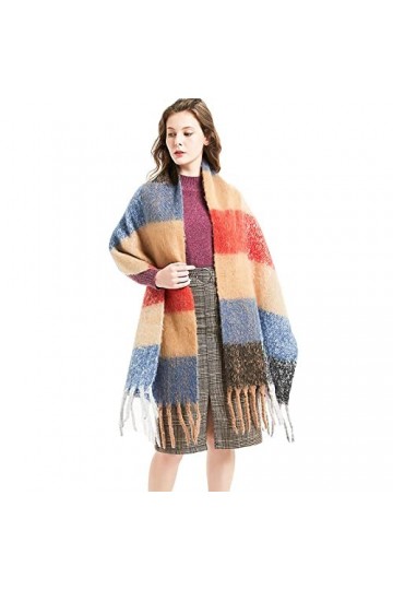 Bysonglezai Foulard Femme Echarpe Homme Châle Épais Wraps Long Gland Écharpe Plaid Pashmina Foulards De Noël