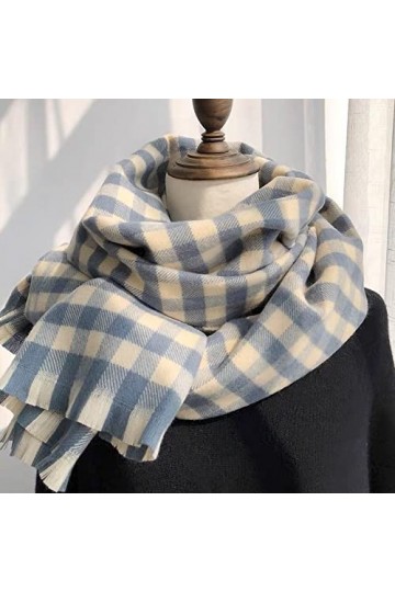 Foulard Femme Cheveux Echarpe Soie Nouvelle Écharpe Femmes Mode Classique Plaid Épaissi Chaud Écharpe Femmes Rétro Longue Châ