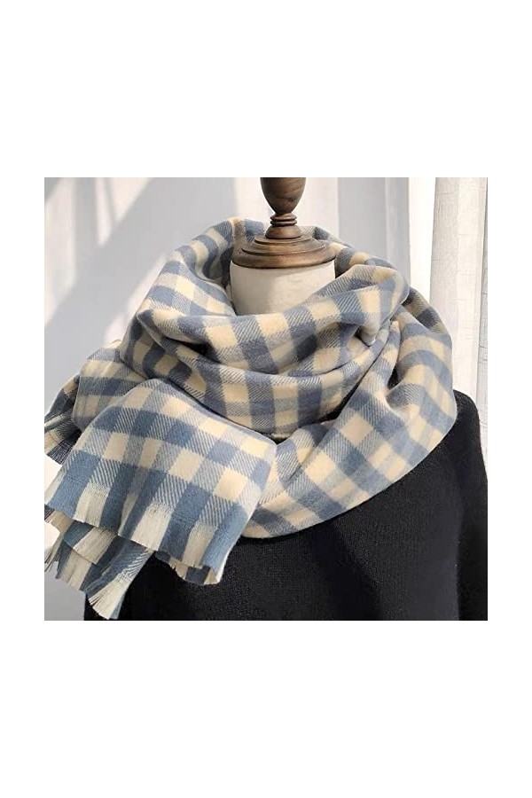 Foulard Femme Cheveux Echarpe Soie Nouvelle Écharpe Femmes Mode Classique Plaid Épaissi Chaud Écharpe Femmes Rétro Longue Châ
