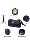 Pomelo Best Sac Bandoulière en Cuir PU Sac Baguette en Magnetic Button Sac épaule Bleu avec Porte-cartes pour Femme