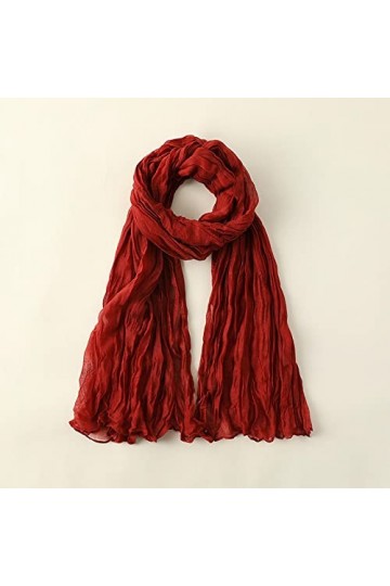 Foulard Femme Cheveux Echarpe Soie Nouvelle Écharpe en Coton Et Lin De Couleur Unie pour Femmes Gaze Beach Generous Womens C