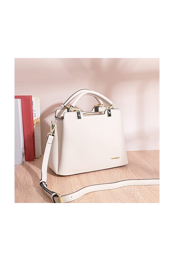 Pomelo Best Sacs à main pour femme avec plusieurs poches intérieures et jolie combinaison de couleurs, blanc