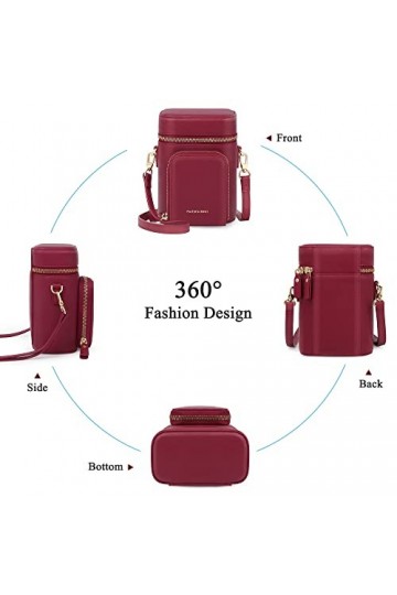 Pomelo Best Sac à Bandoulière Ovale avec Grande Capacité Sac Messanger en PU Cuir，Sac de Téléphone Portable Fermeture à Gliss