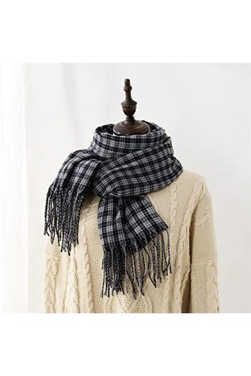 Foulard Femme Echarpe Soie Cheveux Écharpe À Carreaux Chaud Femmes Longue Écharpe Femmes Écharpe Dames Frange Châle Wrap Tail