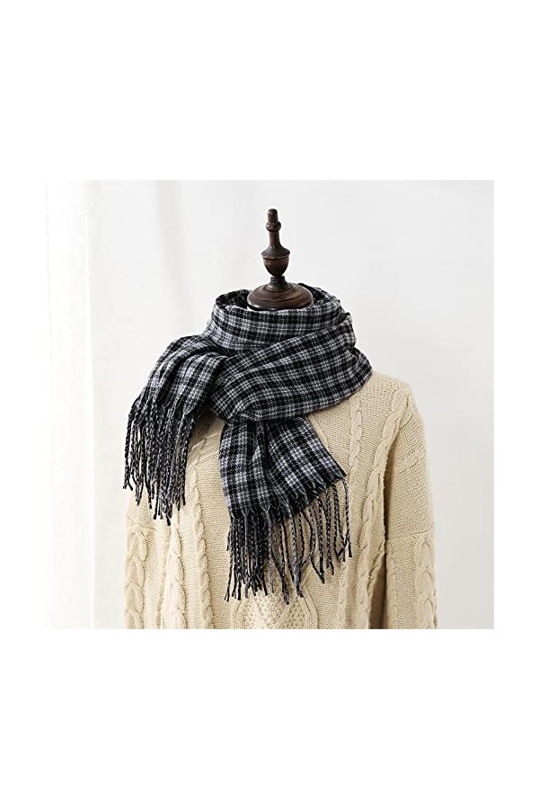 Foulard Femme Echarpe Soie Cheveux Écharpe À Carreaux Chaud Femmes Longue Écharpe Femmes Écharpe Dames Frange Châle Wrap Tail